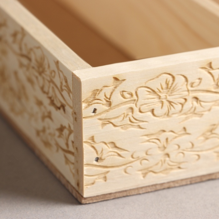 Кашпо деревянное, 27.5×20×4.5 см "Цветник", 2 отдела, гравировка - фото 1908643186