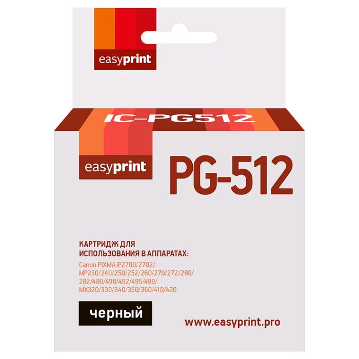 Картридж EasyPrint IC-PG512 (CPG512/PG-512/PG512/512) для принтеров Canon, черный - Фото 1