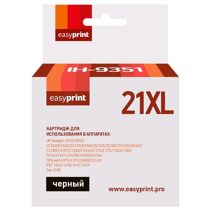 Картридж EasyPrint IH-9351 (C9351CE/21XL/21 XL/9351CE) для принтеров HP, черный - Фото 1