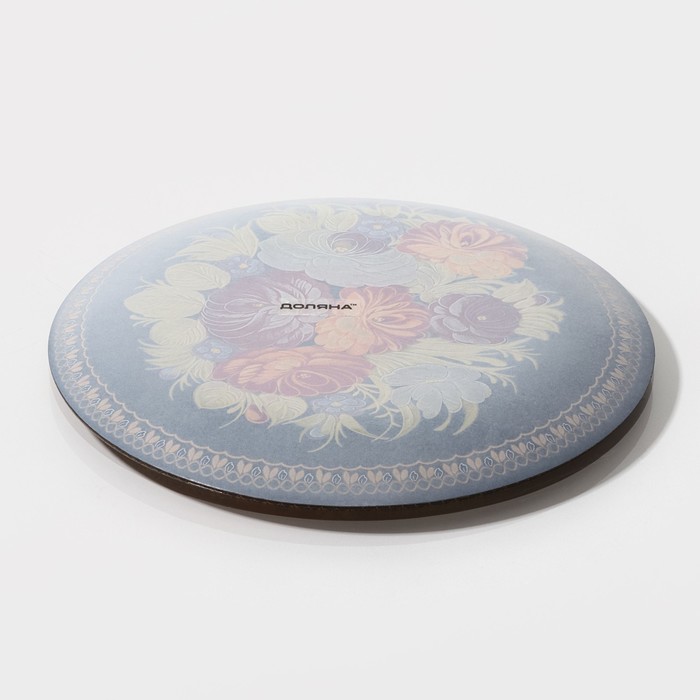 Тарелка стеклянная пирожковая Доляна «Народные мотивы», d=18 см, цвет чёрный - фото 1910116649