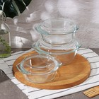 Набор кастрюль из жаропрочного стекла для запекания Доляна «Гратен», 3 предмета: 0.7 л, 1 л, 1.5 л, с крышками - Фото 2