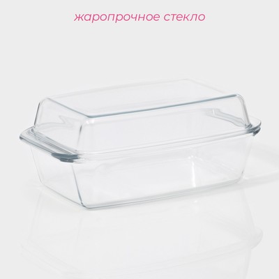 Кастрюля для запекания Доляна «Утятница», 2.9 л, 24.5×20.5×13.5 см, жаропрочное стекло, прозрачная