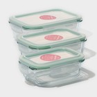 Набор контейнеров из жаропрочного стекла Доляна «Клик», 1,04/0,62/0,38 л, с крышкой, цвет МИКС  (артикул 5206265)  большой выбор товаров оптом и в розницу по низким ценам с доставкой