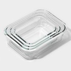 Набор контейнеров из жаропрочного стекла Доляна «Клик», 1,04/0,62/0,38 л, с крышкой, цвет МИКС  (артикул 5206265)  большой выбор товаров оптом и в розницу по низким ценам с доставкой