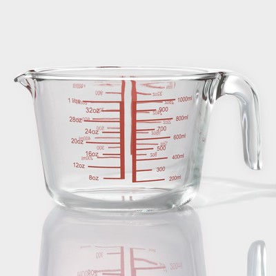 Кувшин мерный Доляна, 1 л, 20.5×16×11 см, жаропрочное стекло, прозрачный