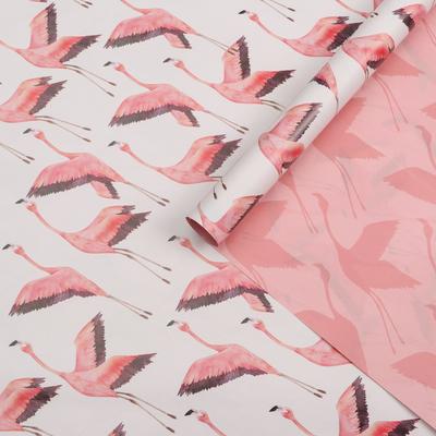 Бумага упаковочная глянцевая двухсторонняя «Фламинго», 70 х 100 см