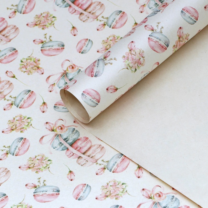 Бумага упаковочная крафт "Макаруны", МИКС, 50 х 70 см - Фото 1