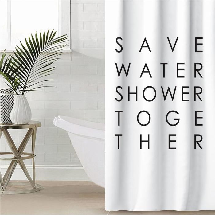Штора для ванной «Save water»,145×180 см - Фото 1