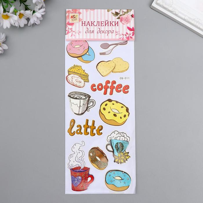 Наклейка бумага "Пончики и кофе" 28,5х10,5 см - Фото 1