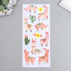 Наклейка бумага "Розовые ламы и кактусы" 28,5х10,5 см - фото 6375688