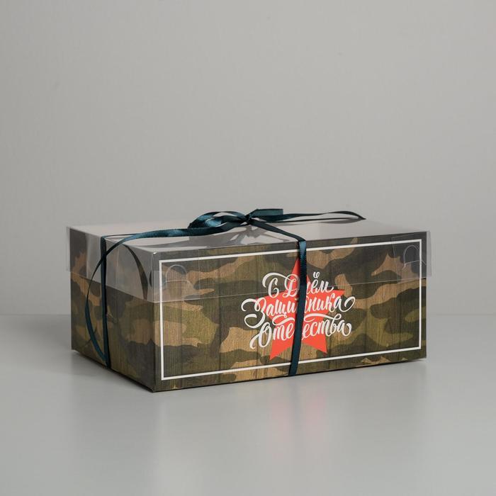 Коробка для капкейков, кондитерская упаковка, 6 ячеек «23 Февраля», 23 х 16 х 10 см