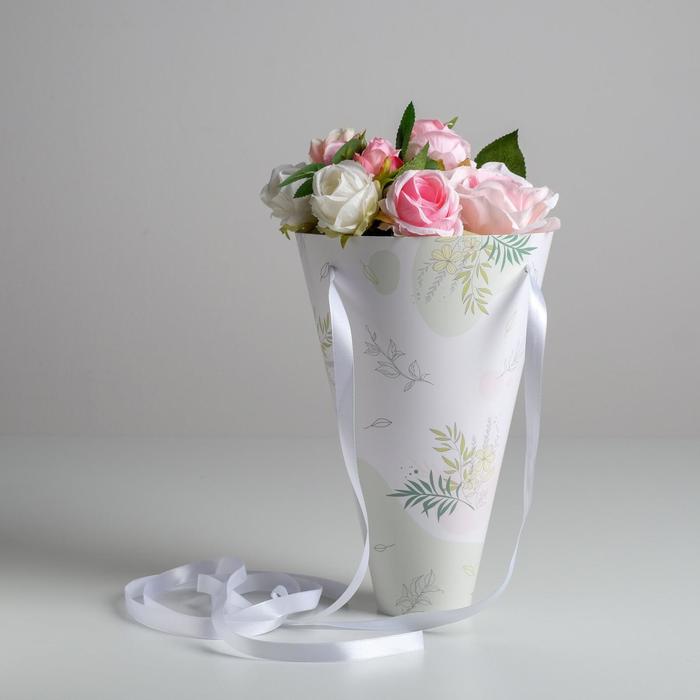 Конверт‒конус для цветов «Flowers», 24 × 27 см, Ø 15 см - Фото 1