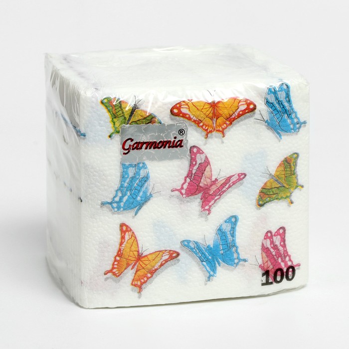 Салфетки бумажные Гармония цвета Бабочка, 100 листов - фото 1905736341