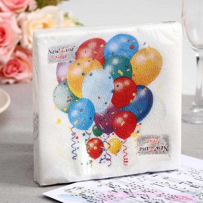 Салфетки бумажные New line FRESCO «Праздничные шары», 2 слоя, 33×33 см, 20 шт. - Фото 1