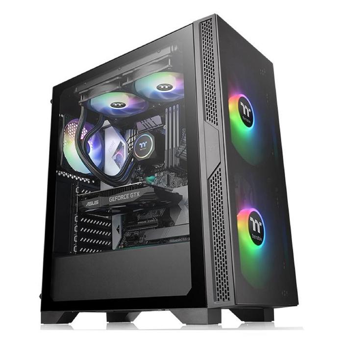 Корпус Thermaltake Versa T25 TG, без БП, ATX, Midi-Tower, черный - Фото 1