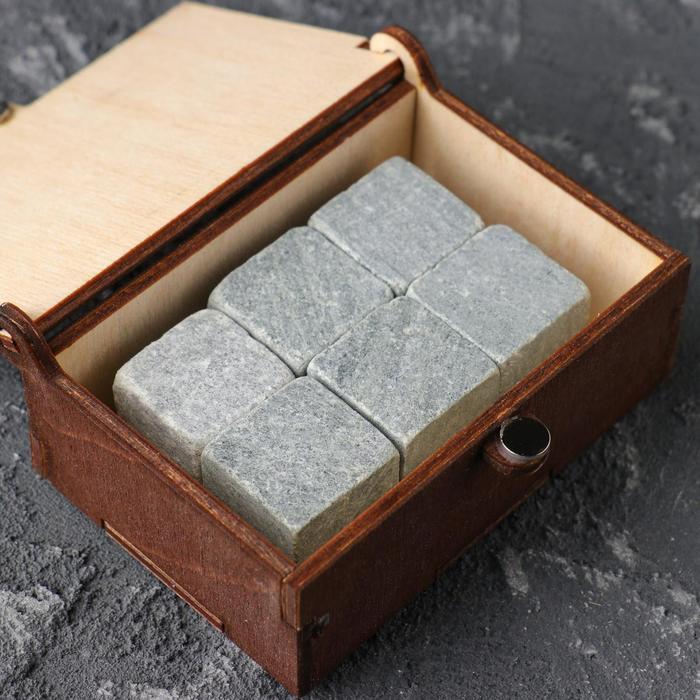 Камни для виски "Камни настоящего", в шкатулке с магнитом, натуральный стеатит, 6 шт - фото 1896914637