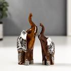 Набор фигурок полистоун «Два слоника под дерево в серебристой попоне», 2 шт., 11×8×3.2 см - Фото 3