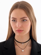 Чокер «Две нити» большая бусина, цвет белый в чёрном, L=39 6250004