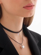 Чокер «Две нити» большая бусина, цвет белый в чёрном, L=39 6250004