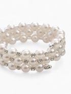 Браслет с жемчугом «Жемчужный ряд» 3 ряда, бусина №8, d=6.5 белый в серебре - Фото 3