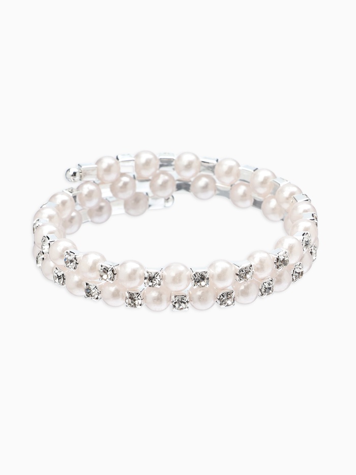 Браслет-пружинка «Жемчуг. Жемчужный ряд», d=6.5 см, стразы, белый в серебре - Фото 1