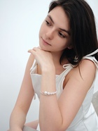 Браслет с жемчугом «Жемчуг» на убывание, d=6.5 белый в серебре - Фото 5