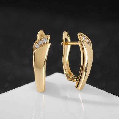 Серьги со стразами Classic, цвет белый в золоте