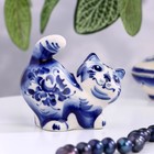 Сувенир гжель «Кот Васька», бело-синий,керамика, 7 см, - Фото 2