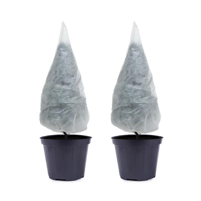 Чехол для укрытия растений, конус на завязках, 100 × 89 см, спанбонд с УФ-стабилизатором, плотность 60 г/м², набор 2 шт., белый - Фото 1