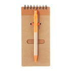 Блокнот А6 30л на гребне с ручкой крафт с оранжевым - Фото 1