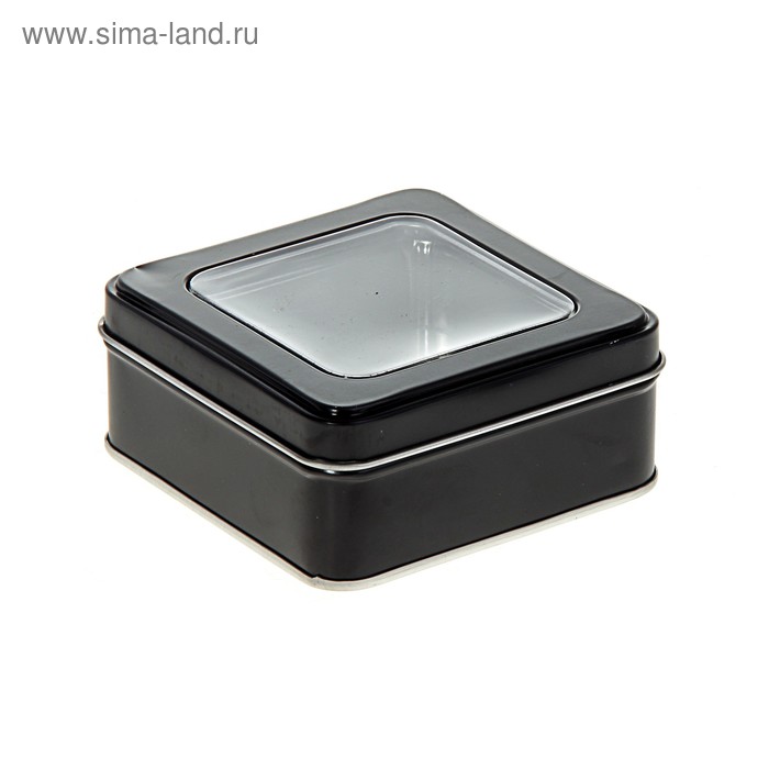 Коробка квадратная с окном 8,5 х 8,5 см черная - Фото 1