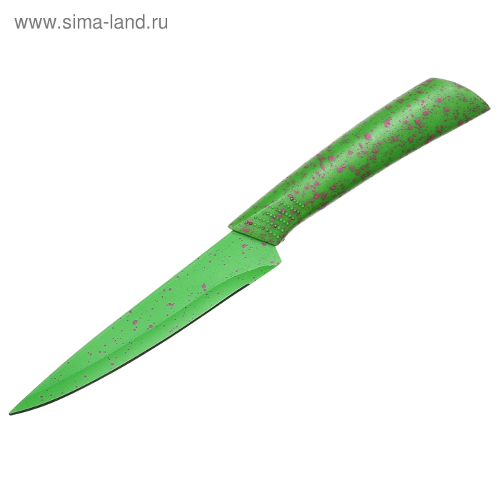 Нож кухонный с антиналипающим покрытием Доляна «Сочные брызги», лезвие 12 см, цвет МИКС - Фото 1