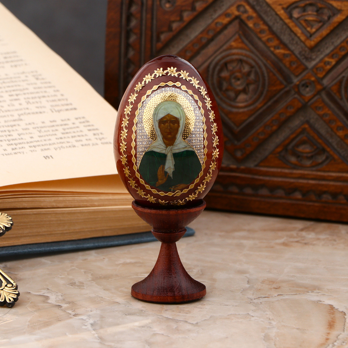 Сувенир Яйцо на подставке икона "Матрона Московская" - Фото 1