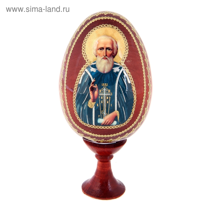 Сувенир Яйцо на подставке икона "Сергий Радонежский" - Фото 1