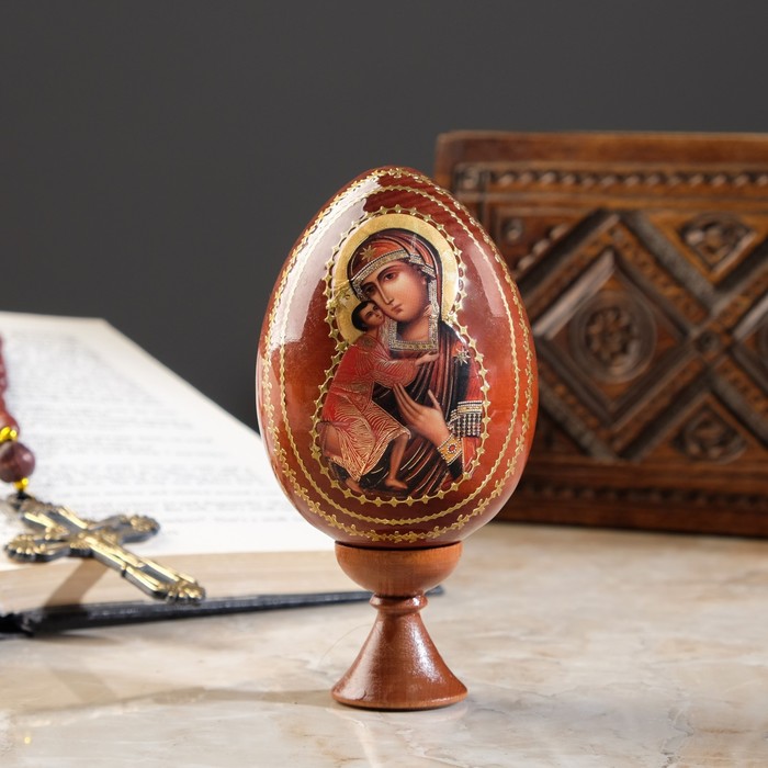 Сувенир Яйцо на подставке икона "Божья Матерь Феодоровская" - Фото 1