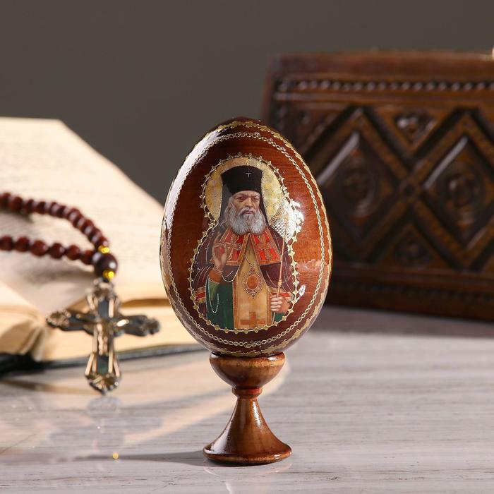 Сувенир Яйцо на подставке икона "Святой Лука" - Фото 1