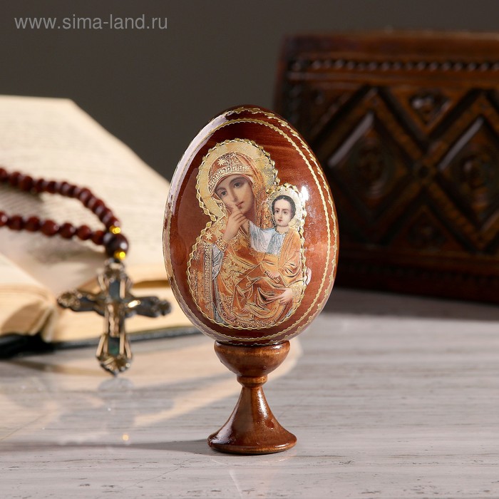 Сувенир Яйцо на подставке икона "Божья Матерь Отрада и утешение" - Фото 1