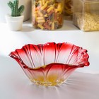 Салатник стеклянный «Красный цветок», 550 мл, 19,5×8 см - фото 8342200