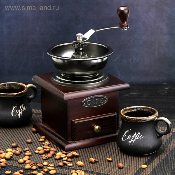 Кофемолка ручная «Василиса», 10×10×16 см, цвет тёмное дерево - Фото 1