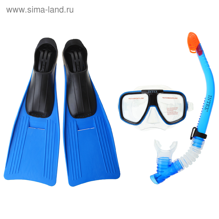 Набор для подводного плавания "Риф", 3 предмета: маска, трубка, ласты, от 8 лет INTEX - Фото 1