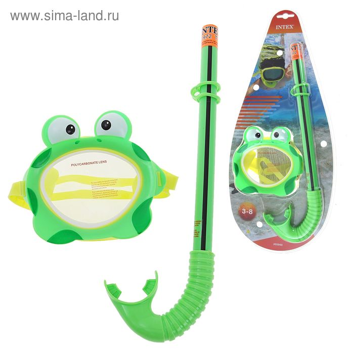 Набор для подводного плавания "Лягушонок", 2 предмета: маска, трубка, от 3 до 8 лет INTEX - Фото 1