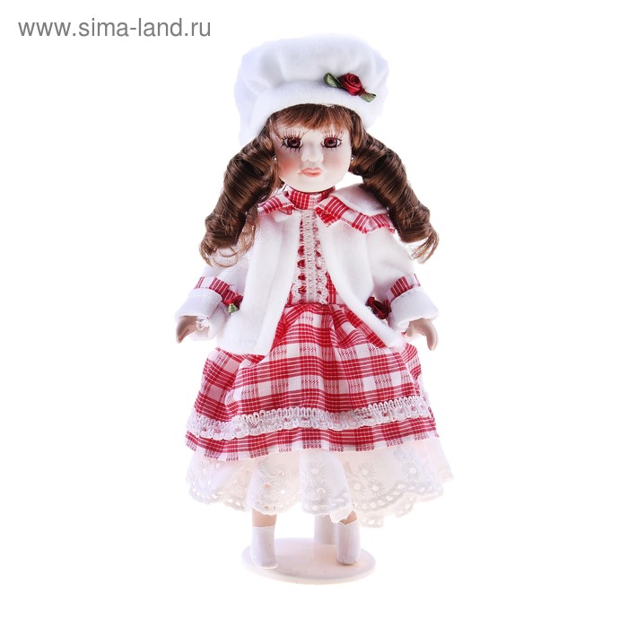 кукла керамика Жанна в белом жакете 23 см - Фото 1