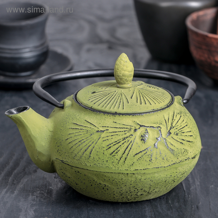Чайник с ситом 600 мл "Циру", цвет зеленый - Фото 1