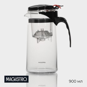 Чайник стеклянный заварочный Magistro «Мантана», 900 мл, с пластиковым ситом