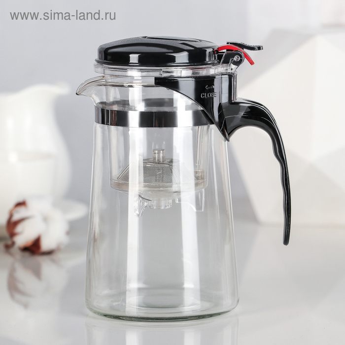 Чайник стеклянный заварочный «Мехико», 750 мл, с металлическим ситом - Фото 1