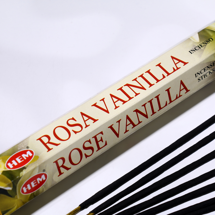 Благовония HEM "Vanilla Rose. Ваниль и Роза", 20 палочек в упаковке, шестигранник - фото 1906775471