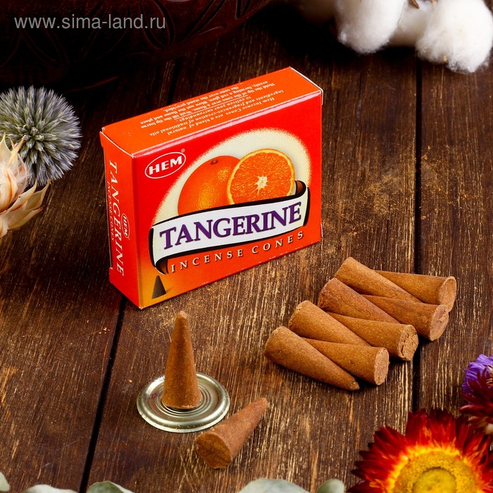 Благовония "HEM Tangerine" (Мандарин), 10 конусов - Фото 1