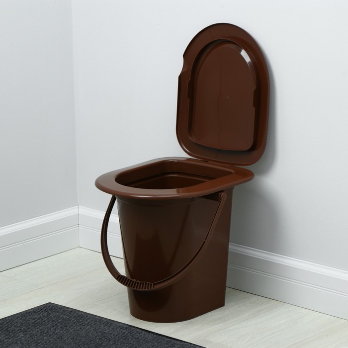 Ведро-туалет, h = 39 см, 17 л, съёмный стульчак, коричневое - Фото 1