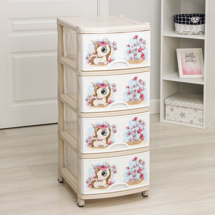 Комод 4-х секционный «Сказочное королевство», на колесиках, МИКС - Фото 1