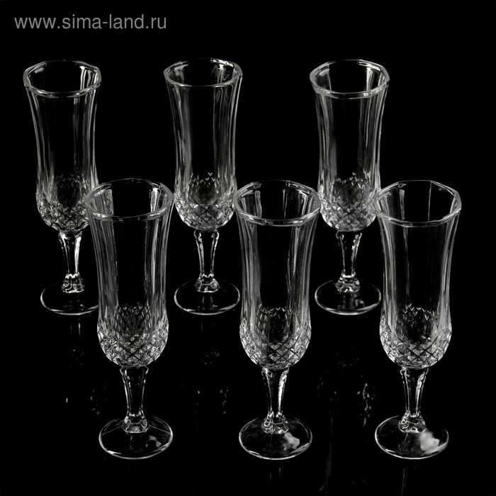 Набор бокалов стеклянных для шампанского 200 мл "Венеция", 6х20 см, 6 шт - Фото 1